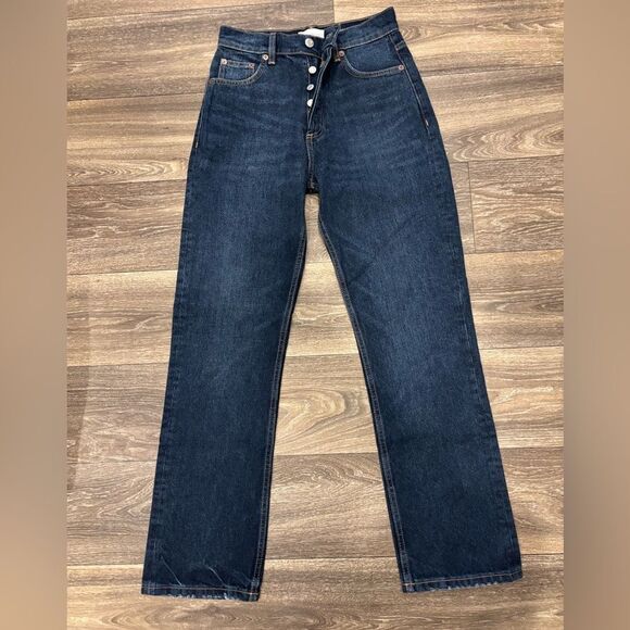 Zara Women’s Dark Wash High-Waisted Straight Leg Denim Jeans Size 2 - Picture 1 of 3